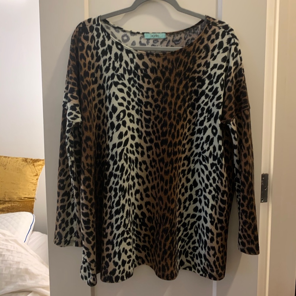 Karlie leopard boutique dolman-style sweater